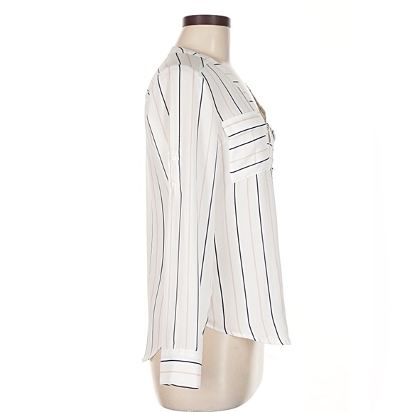 Express Women's White Striped Long Sleeve Blouse - Picture 4 of 10